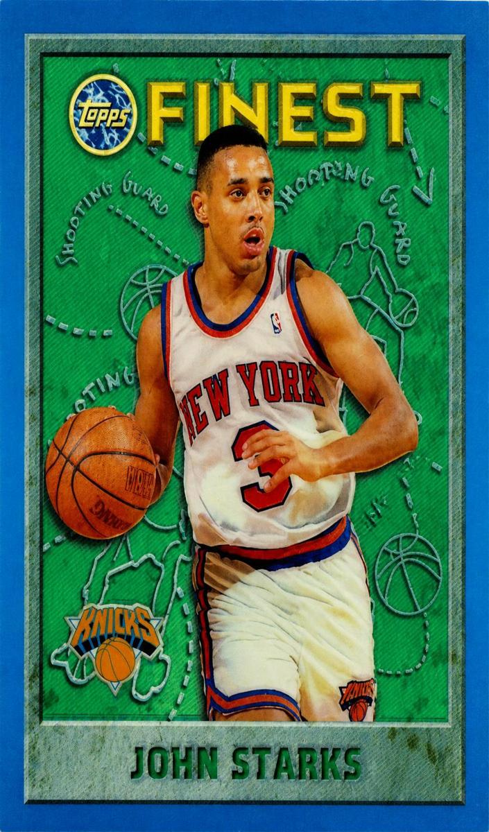 1995 Topps Finest Basketball Refractor John Starks #3 PSA 9