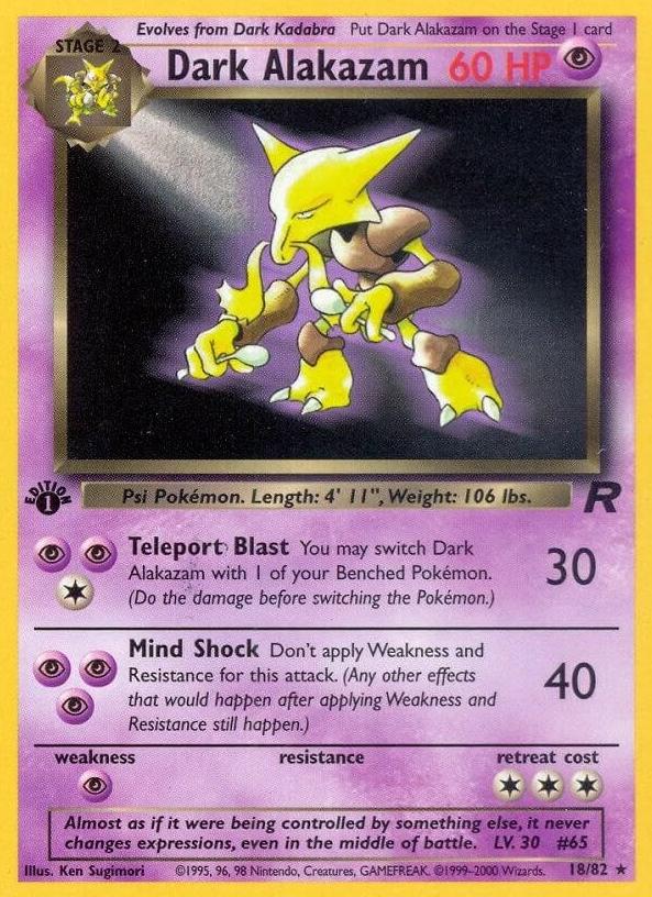 2000 Pokemon Team Rocket 1st Edition Dark Alakazam #18 PSA 9
