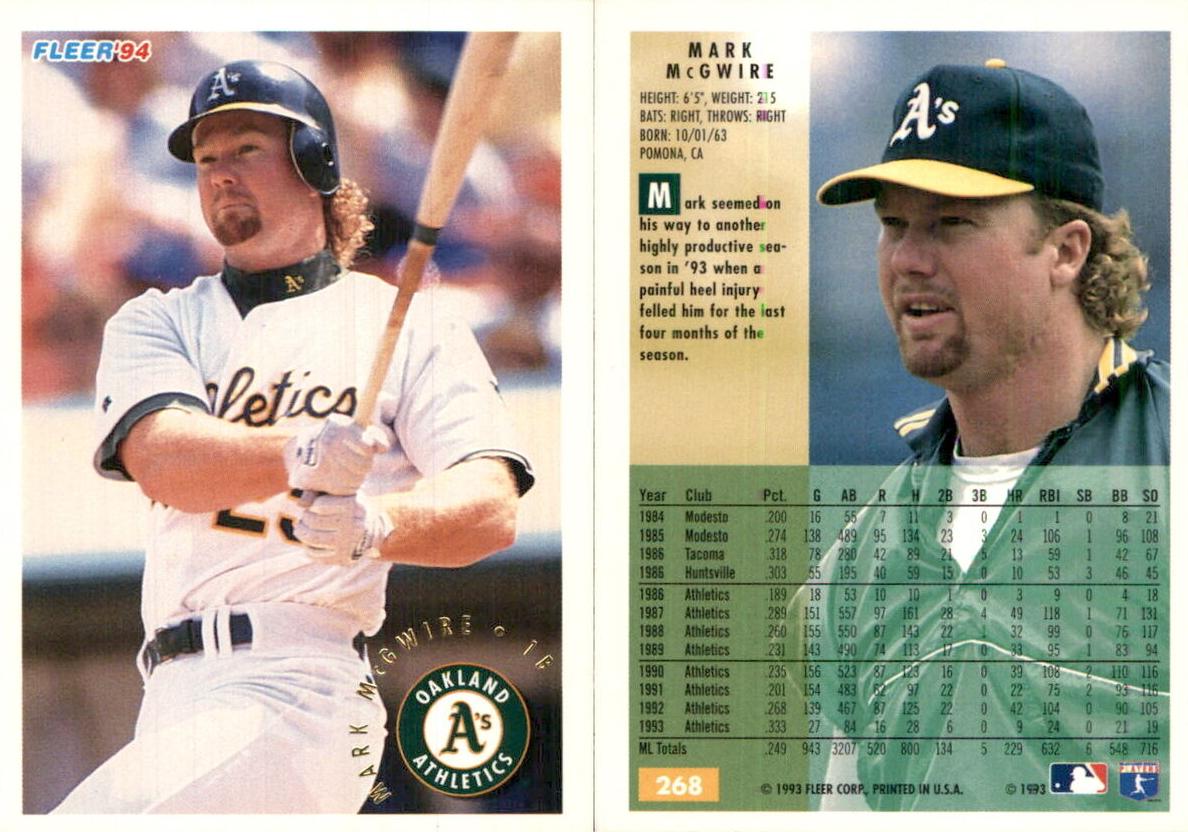 1994 Fleer Baseball Mark McGwire #268 PSA 8.5