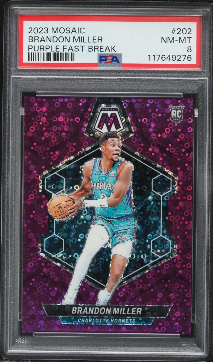 2023 Panini Mosaic Basketball Fast Break Purple Brandon Miller #202 PSA 8