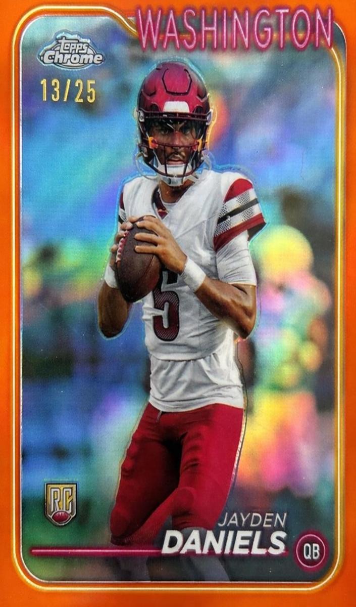 2024 Topps Chrome Football Orange Wave Refractor Jayden Daniels #201 PSA 9