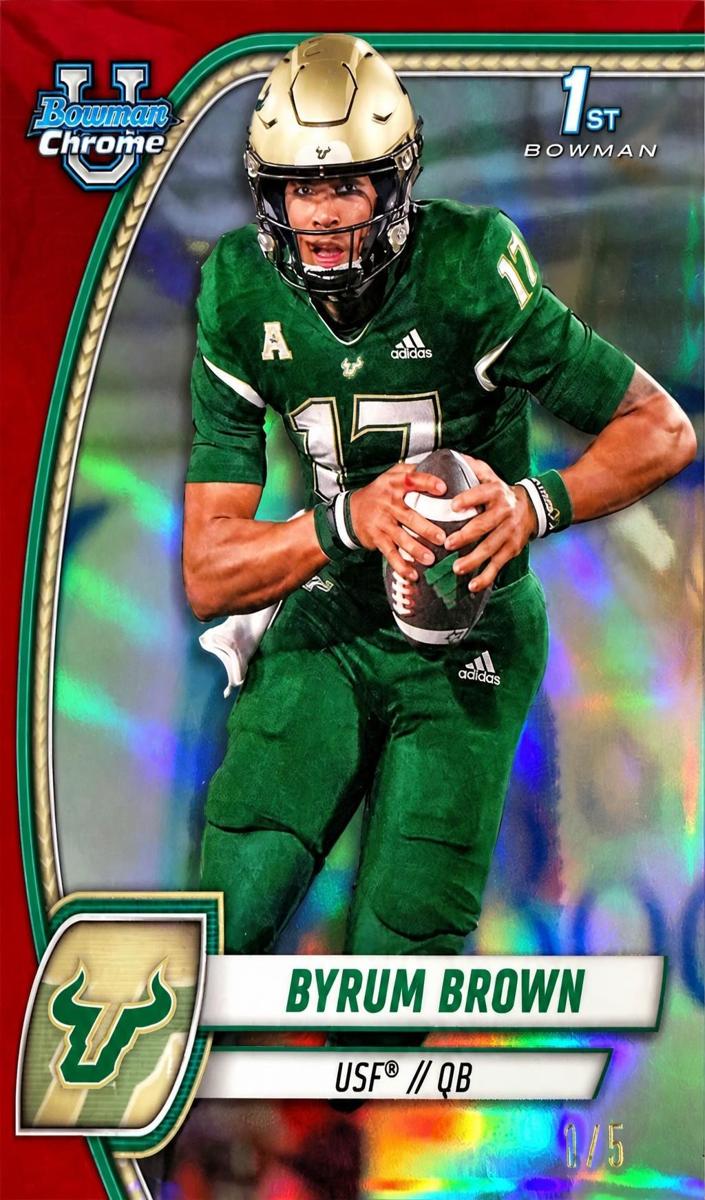 2024 Bowman Chrome University Football Red Refractor Byrum Brown #34