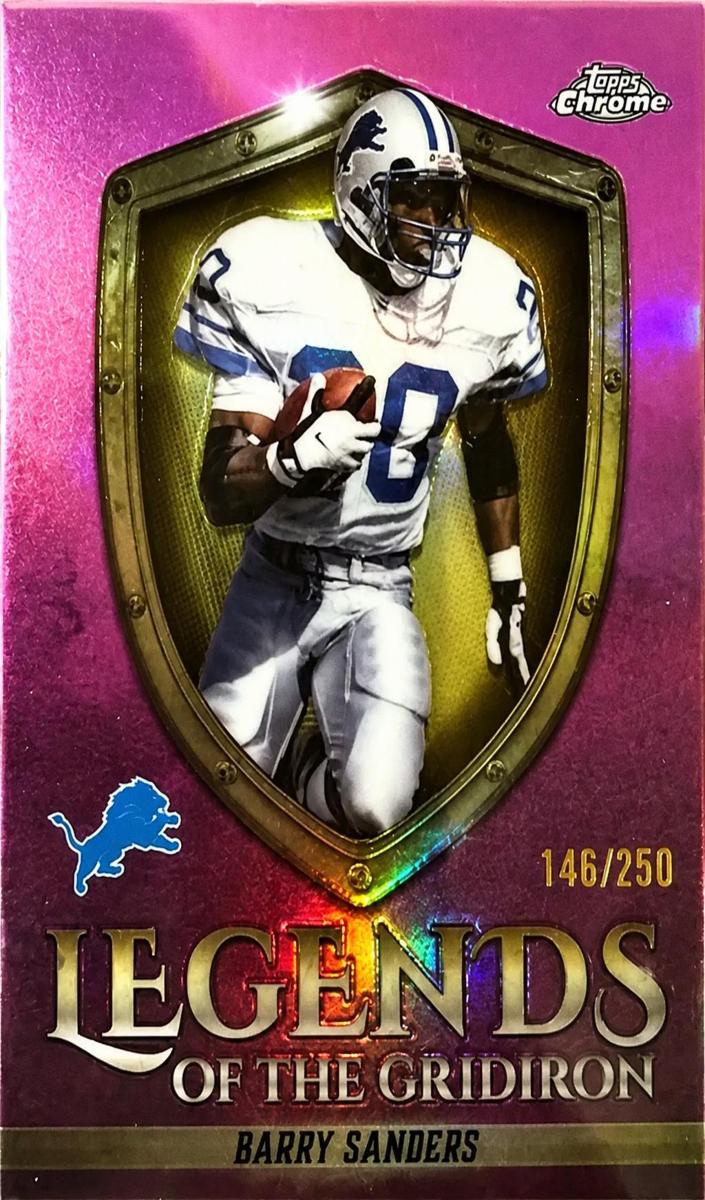 2025 Topps Chrome Football Pink Refractor Barry Sanders #LOG-11 PSA 10