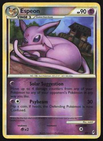 2011 Pokemon HeartGold & SoulSilver Call of Legends Reverse Holo Espeon #4 PSA 9