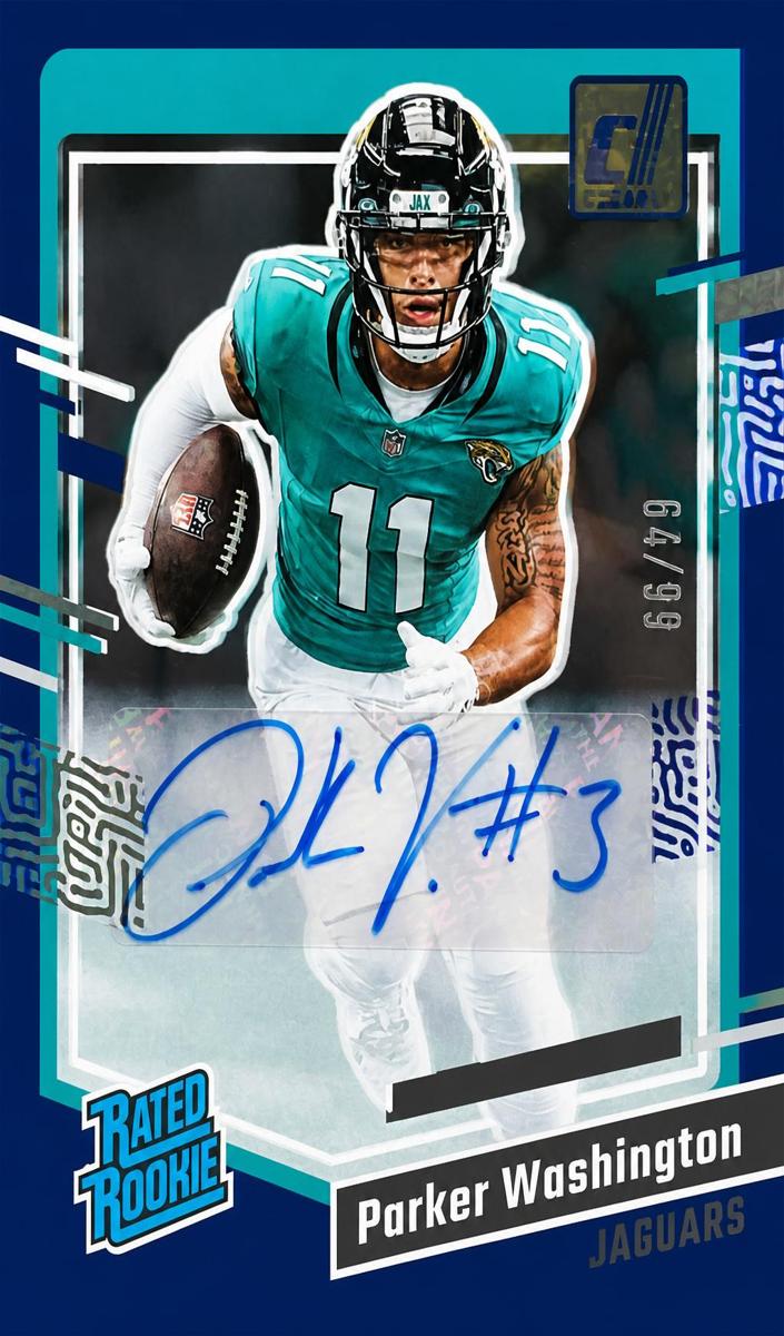 2023 Panini Clearly Donruss Football Blue Parker Washington #77