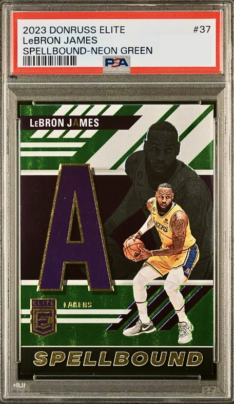 2023 Donruss Elite Basketball Neon Green LeBron James #37 PSA 8.5