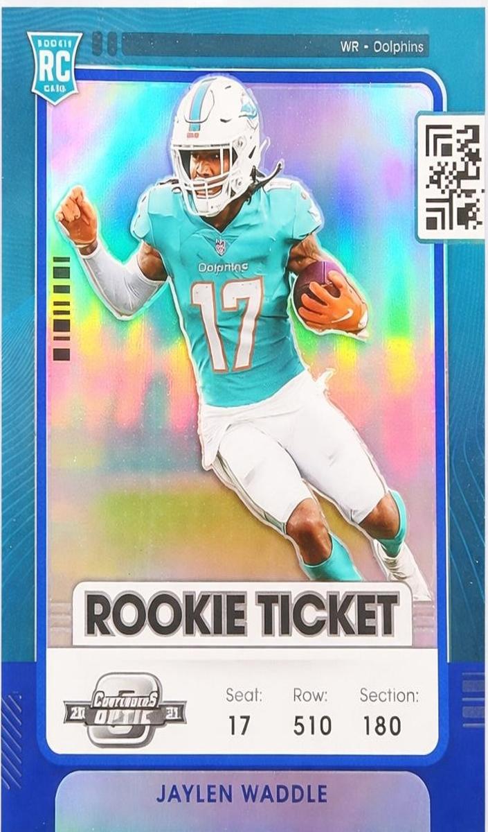 2021 Panini Contenders Optic Football Blue Jaylen Waddle #73 PSA 9