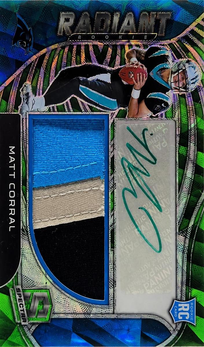 2022 Panini Spectra Football Neon Green Matt Corral #RAD-MCO PSA 8