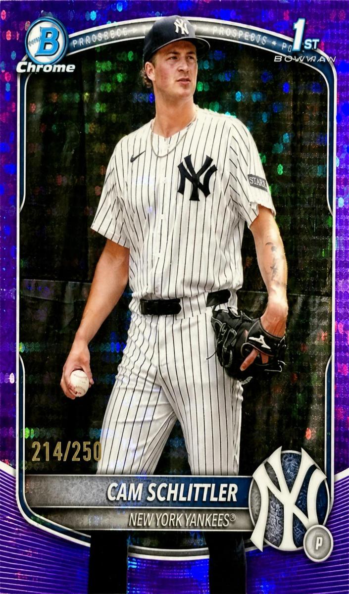 2025 Bowman Chrome Prospects Baseball Purple Pulsar Refractor Cam Schlittler #BCP-166 PSA 9