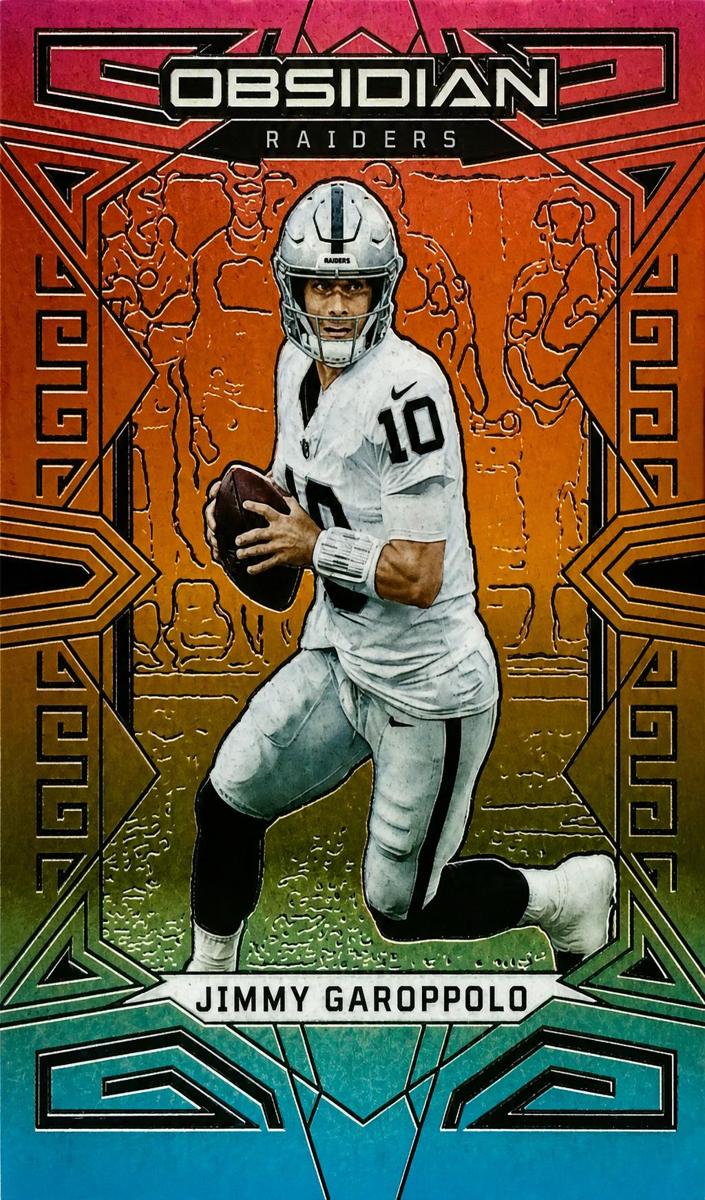 2023 Panini Obsidian Football Electric Etch Neon Flood FOTL Jimmy Garoppolo #52