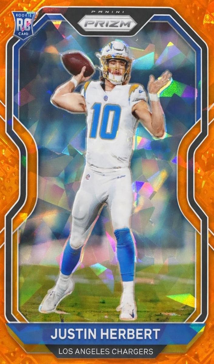 2020 Panini Prizm Football Orange Ice Prizm Justin Herbert #325