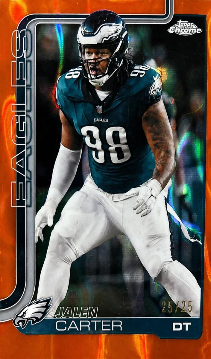 2025 Topps Chrome Football Orange Lava Refractor Jalen Carter #250