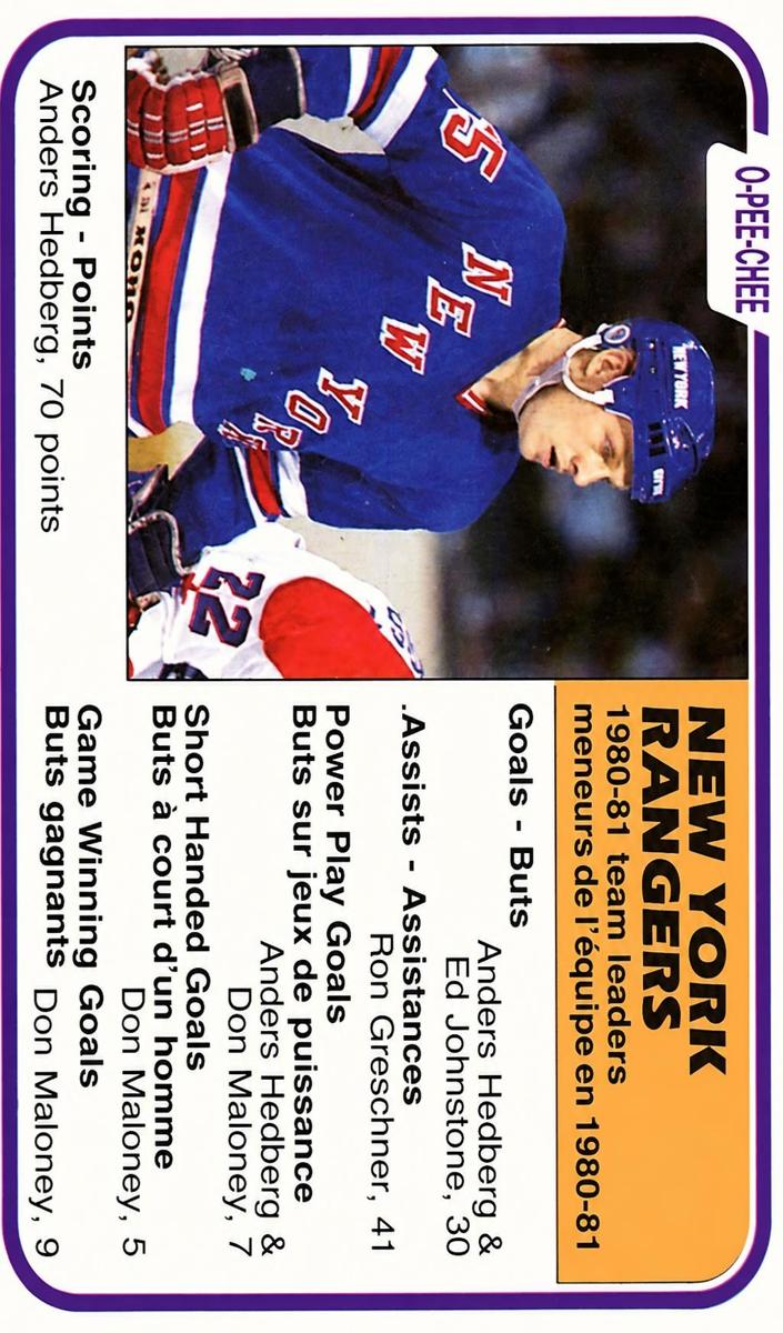 1981 O-Pee-Chee Hockey Anders Hedberg #237 PSA 9