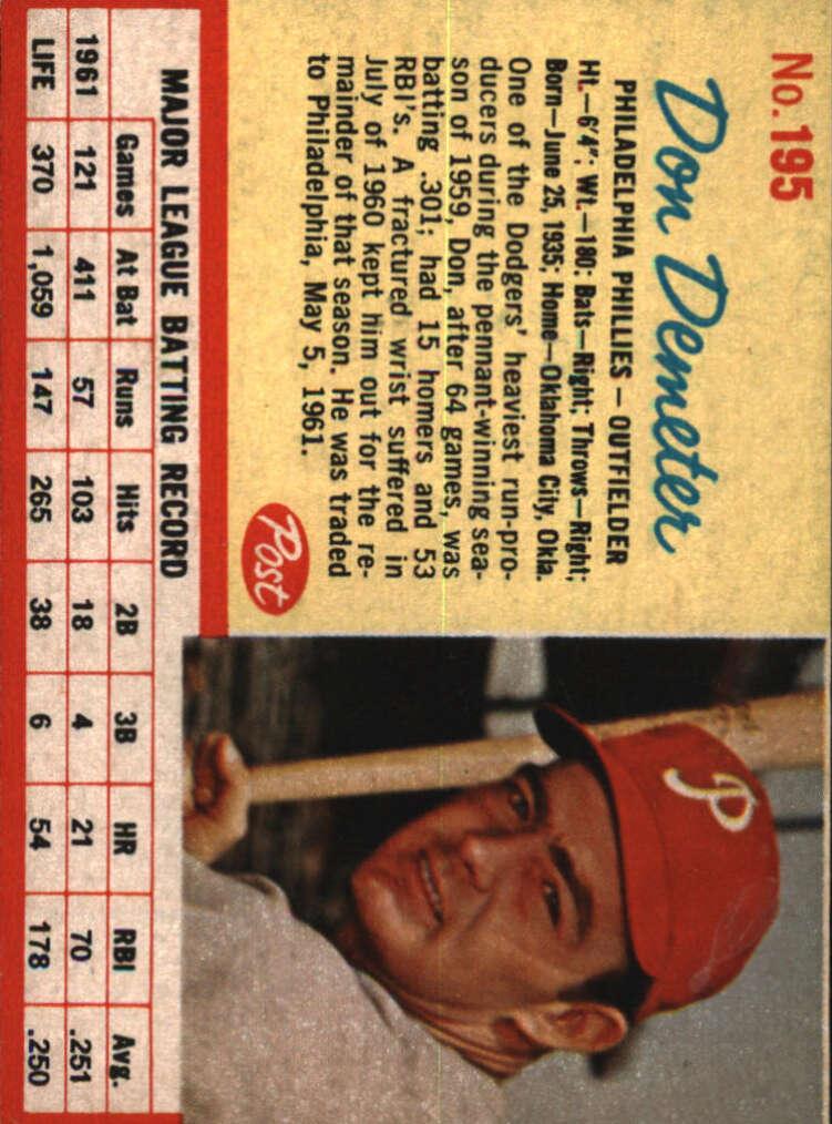 1962 Post Cereal Baseball Don Demeter #195 PSA 7