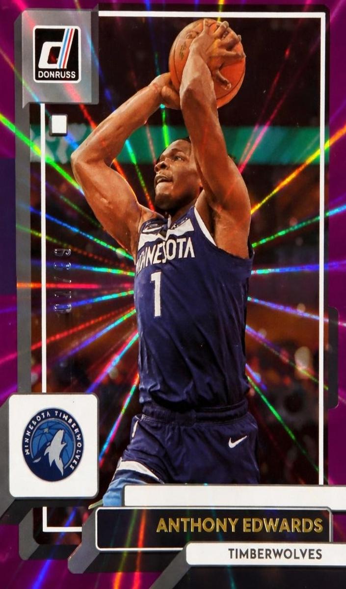 2022 Panini Donruss Basketball Holo Purple Laser Anthony Edwards #96 PSA 9