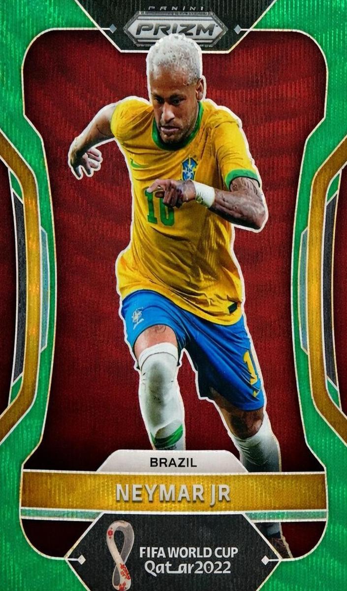 2022 Panini Prizm FIFA World Cup Qatar Soccer Prizms Green Wave Neymar Jr #32