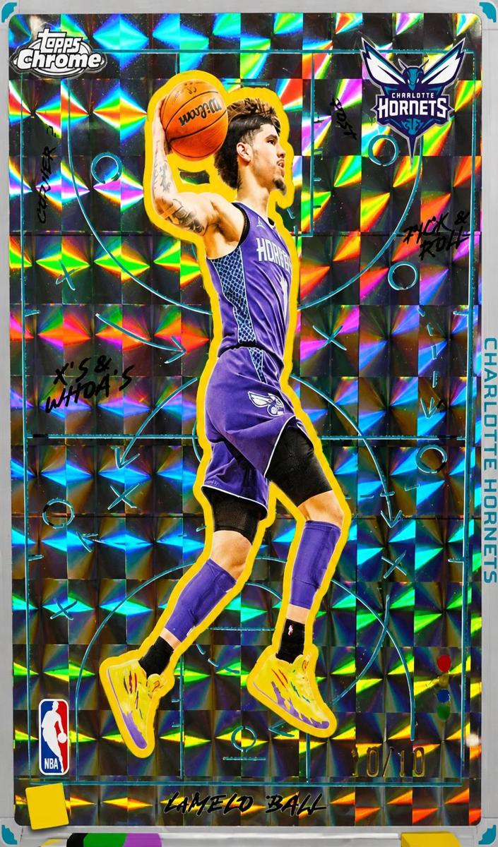 2025 Topps Chrome Basketball Geometric Black Refractor LaMelo Ball #XW-7