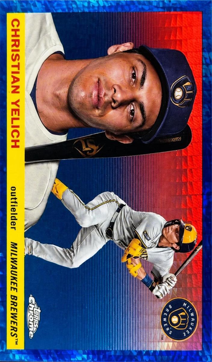 2025 Topps Chrome Platinum Baseball Blue Prism Refractor Christian Yelich #19