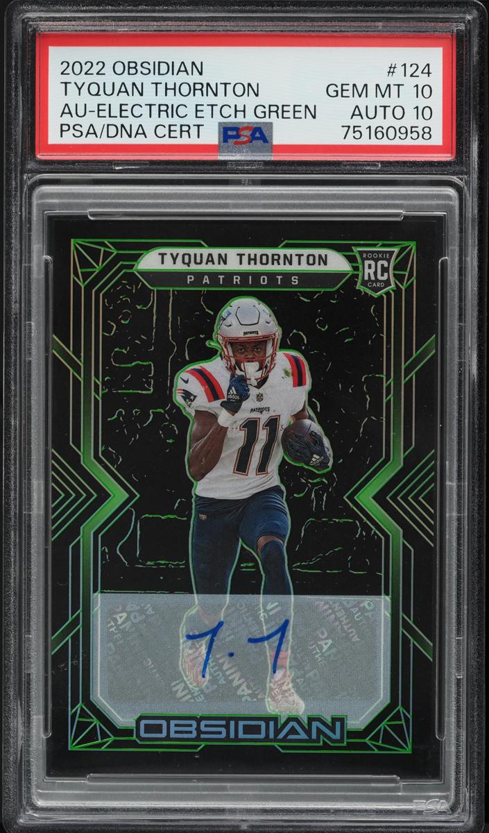 2022 Panini Obsidian Football Electric Etch Green Tyquan Thornton #124 PSA 10