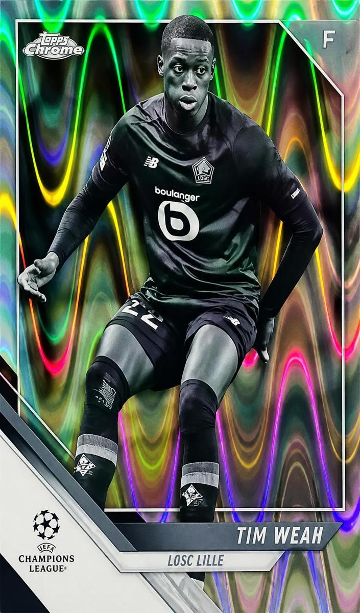 2021 Topps Chrome Champions UEFA League Soccer Black and White Raywave Tim Weah #189
