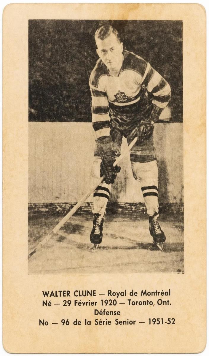 1951 Laval Dairy QSHL Hockey Walter Clune #96 PSA 1