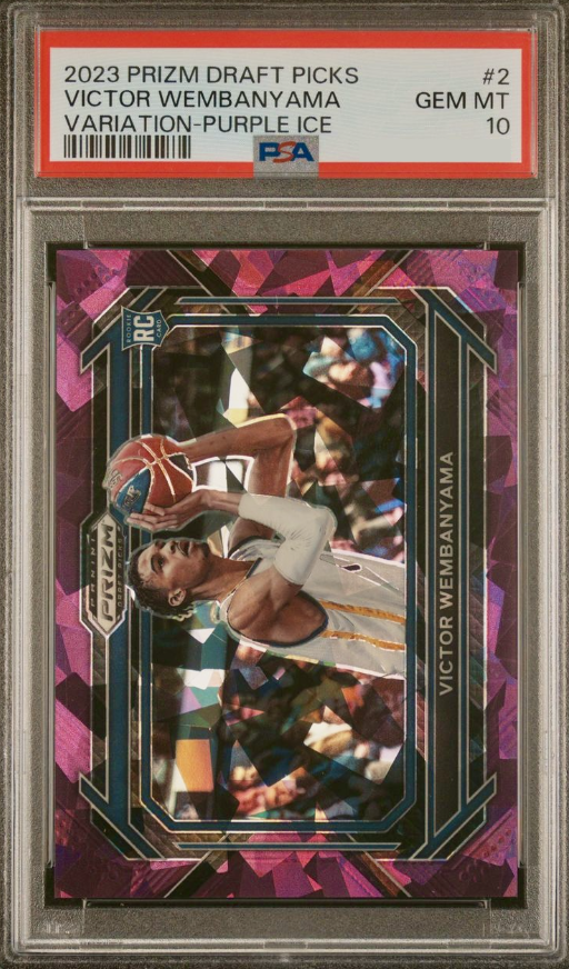 2023 Panini Prizm Draft Picks Basketball Purple Ice Victor Wembanyama #2 PSA 9