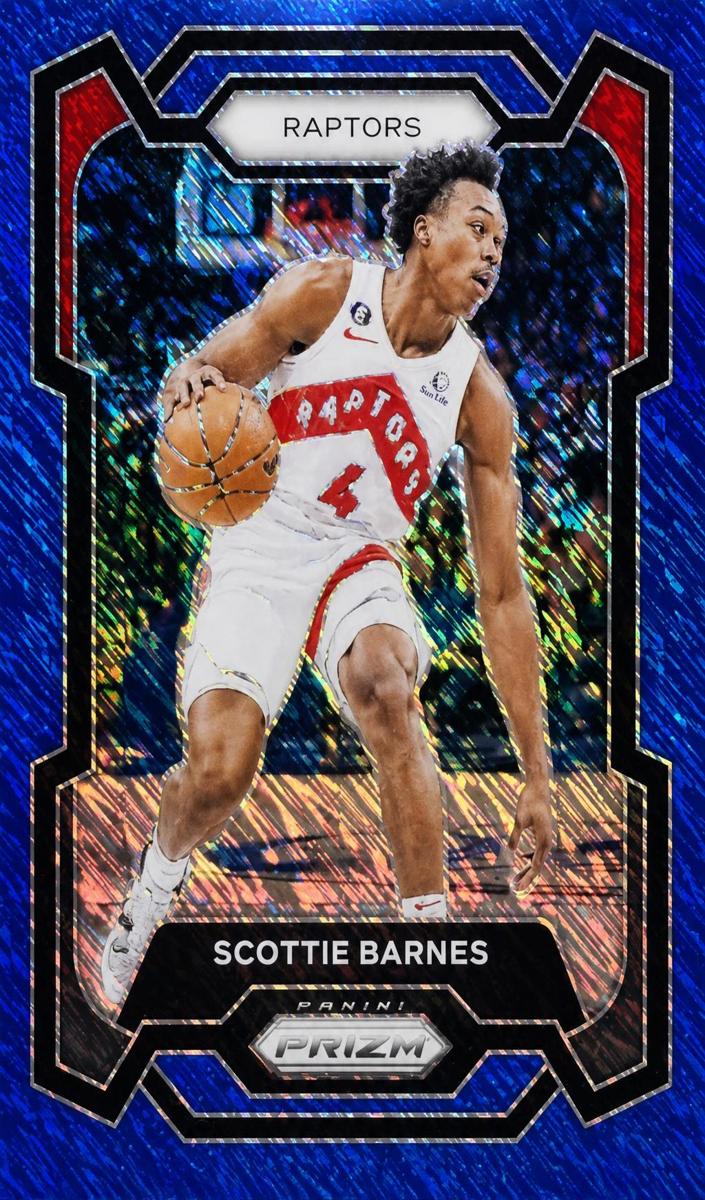 2023 Panini Prizm Basketball Blue Shimmer FOTL Scottie Barnes #24 PSA 9