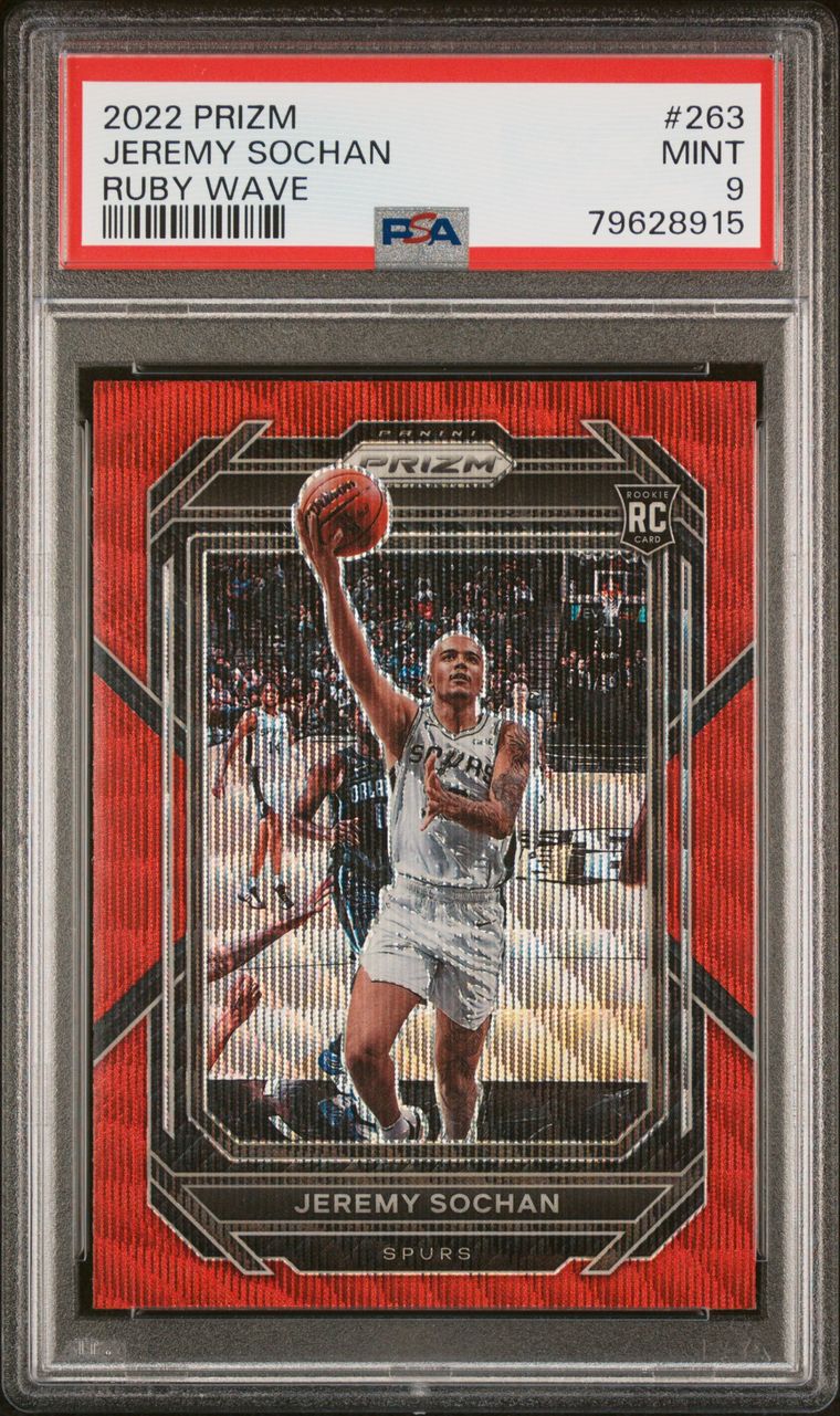 2022 Panini Prizm Basketball Ruby Wave Jeremy Sochan #263 PSA 9