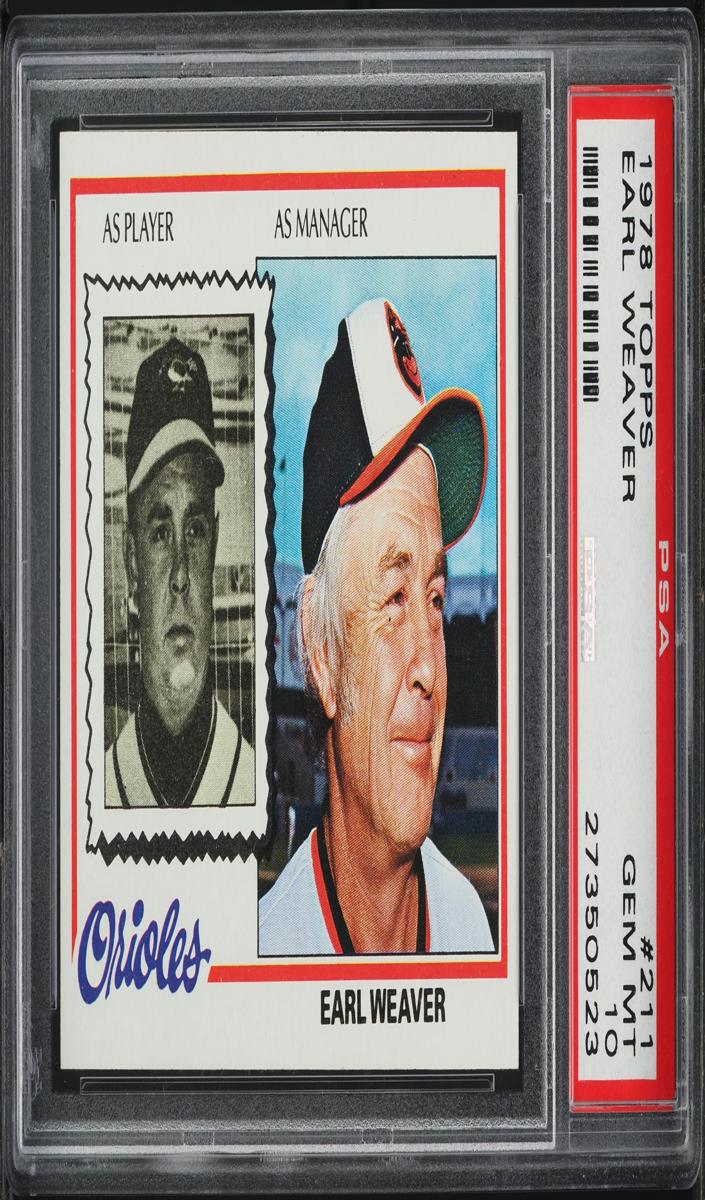 1978 Topps Baseball Earl Weaver #211 PSA 8.5