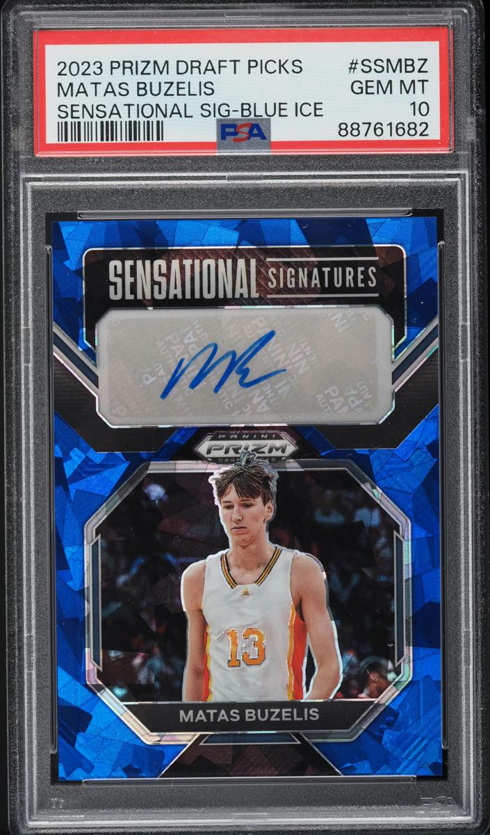 2023 Panini Prizm Draft Picks Basketball Blue Ice Matas Buzelis #DPA-MBZ PSA 9