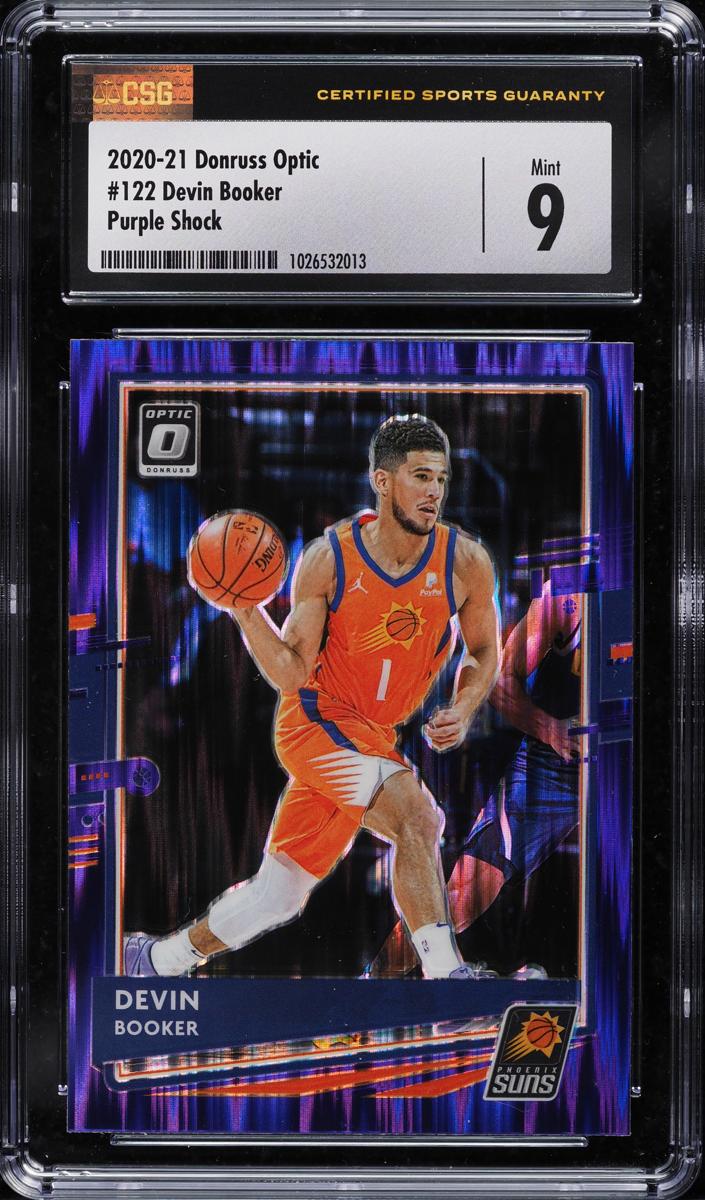 2020 Donruss Optic Basketball Purple Shock Devin Booker #122 CSG 8.5