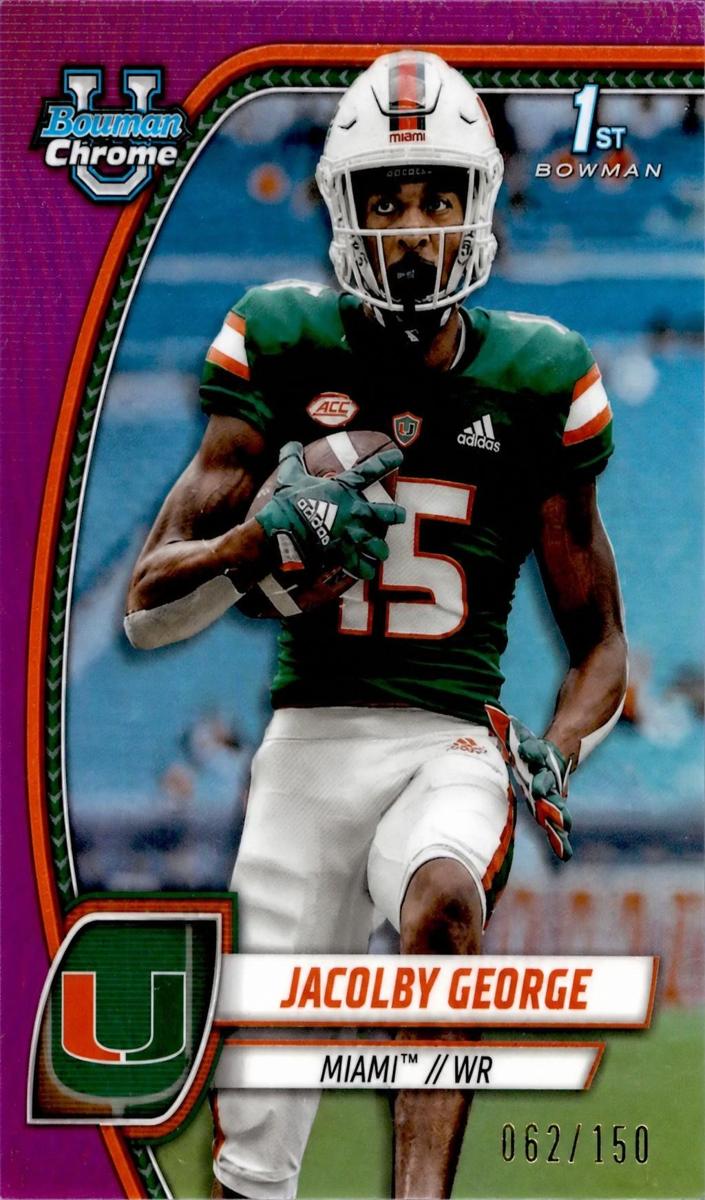 2024 Bowman Chrome University Football Fuchsia Refractor Jacolby George #84