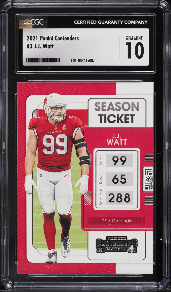 2021 Panini Contenders Football J.J. Watt #3 CGC 10