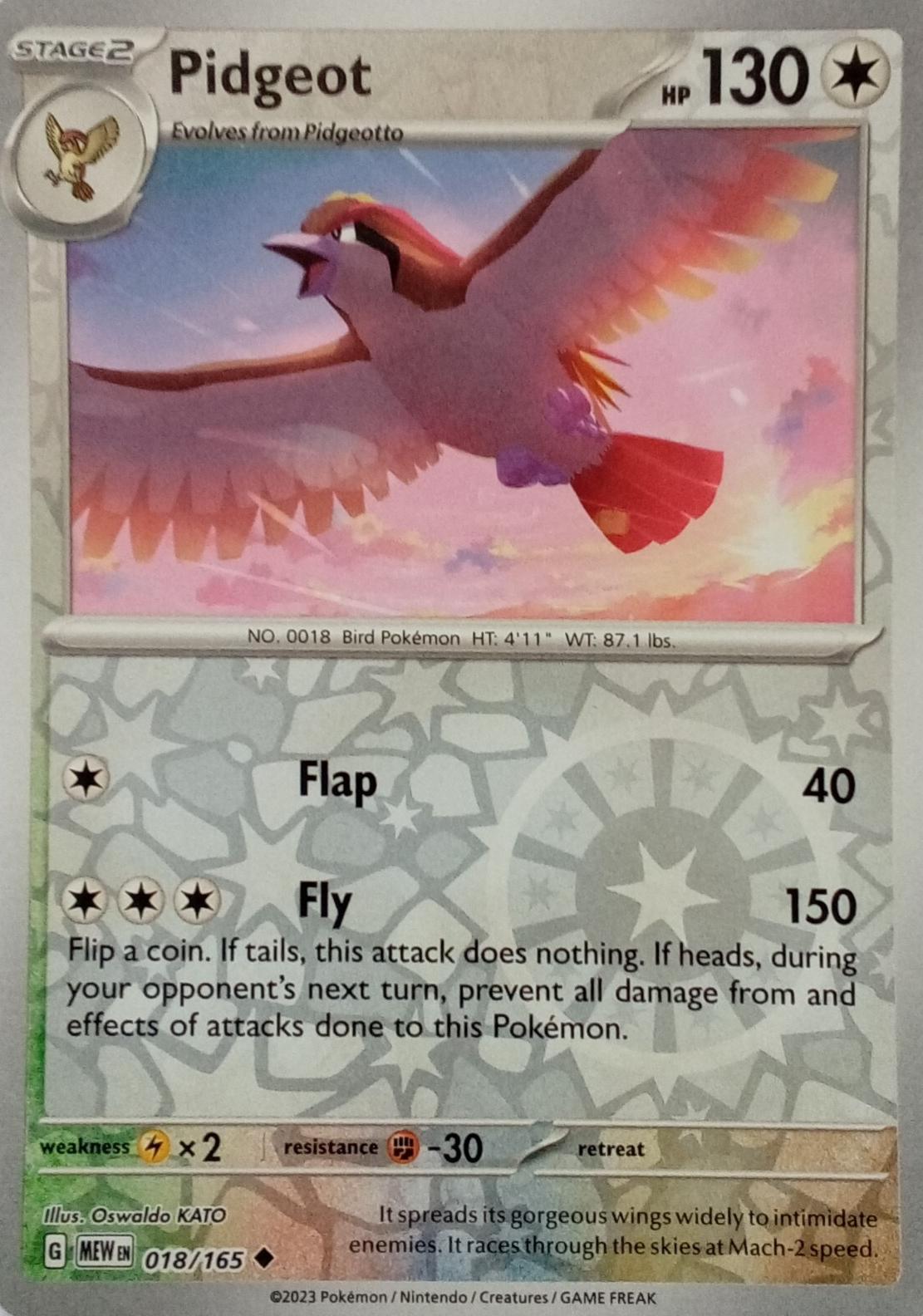 2023 Pokemon Scarlet & Violet 151 Reverse Holo Pidgeot #18 CGC 9.5
