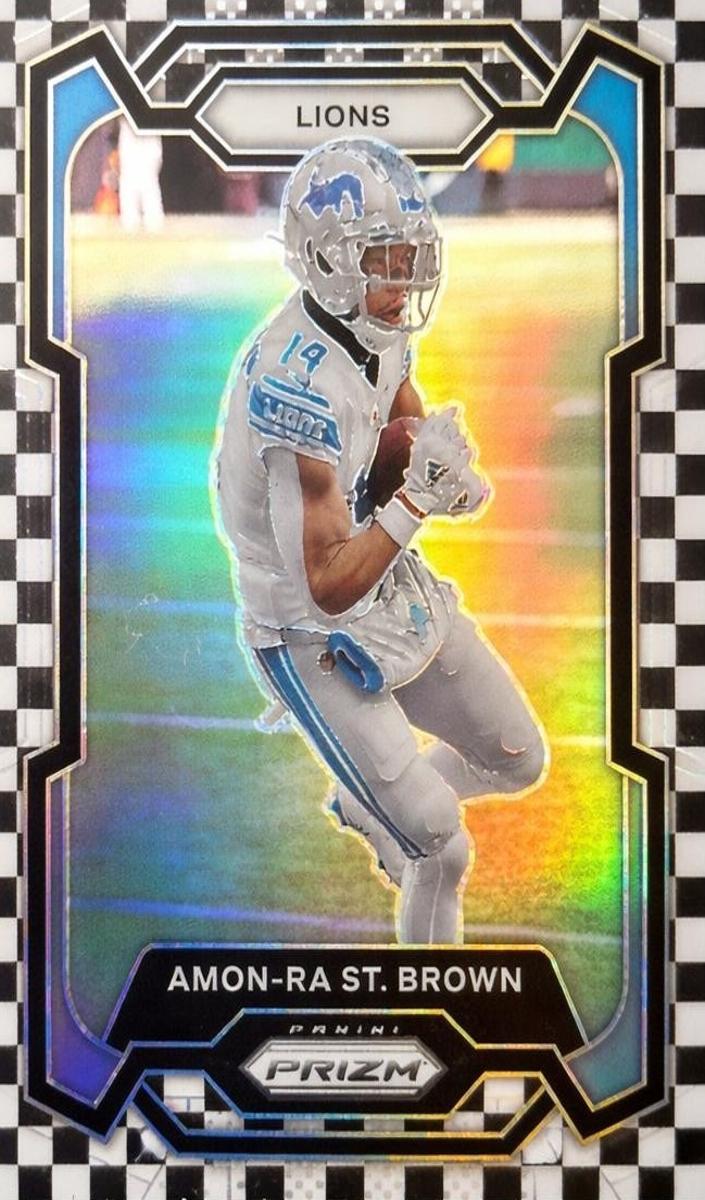2023 Panini Prizm Football Black and White Checker Amon-Ra St. Brown #96 PSA 9