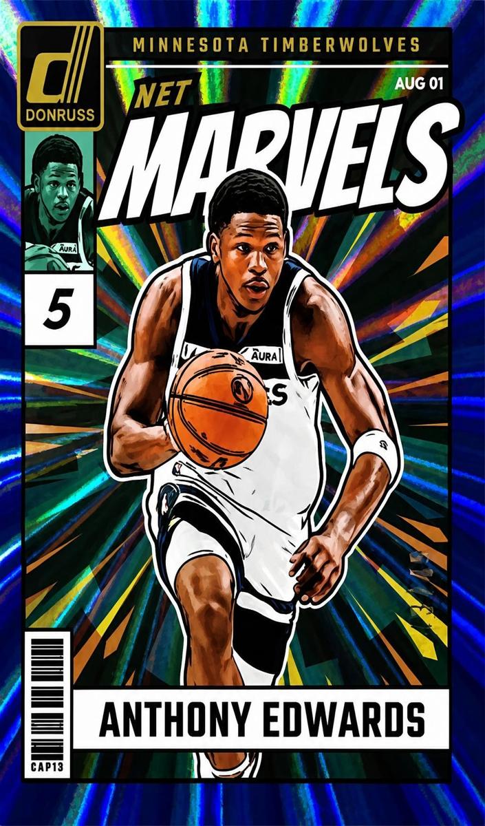 2024 Panini Donruss Basketball Holo Blue Laser Anthony Edwards #5 PSA 10