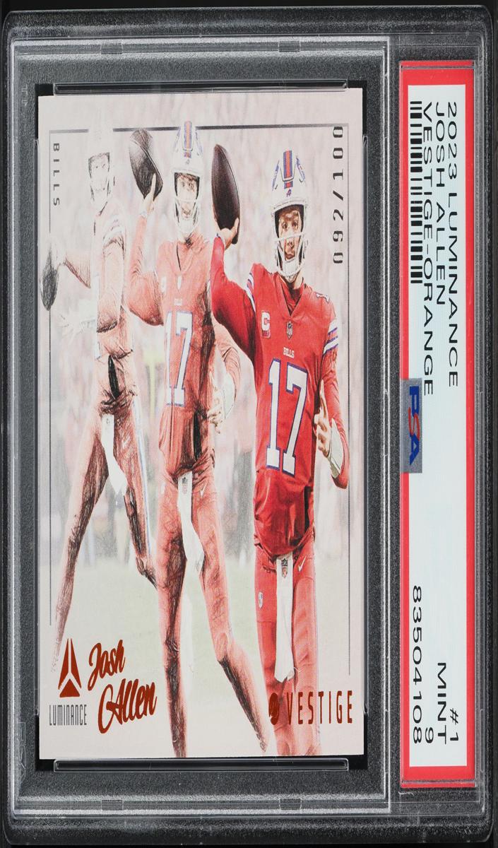2023 Panini Luminance Football Orange Josh Allen #1 PSA 9