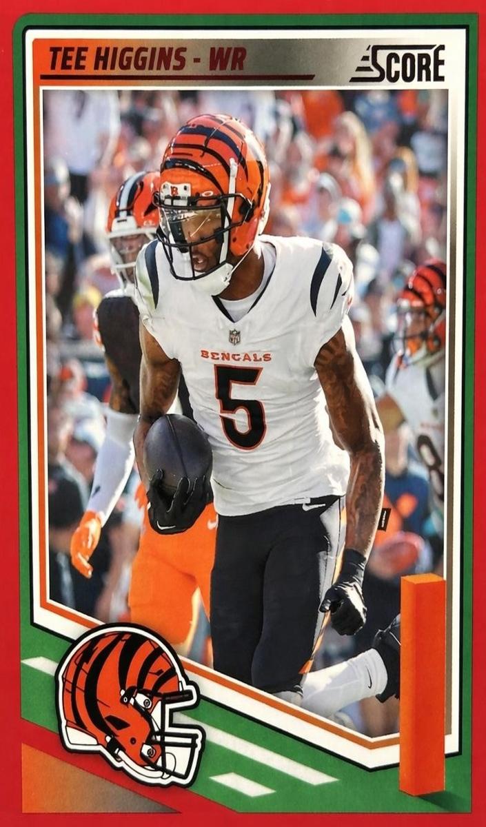 2025 Panini Score Football Red Tee Higgins #161