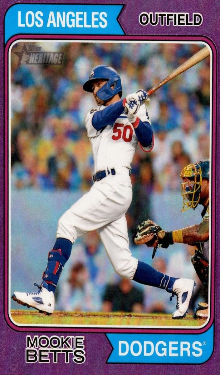 2023 Topps Heritage Baseball Purple Hot Box Refractor Mookie Betts #315