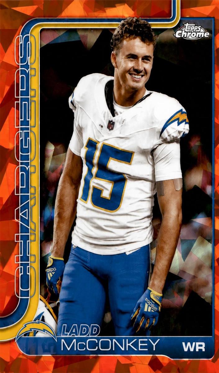2025 Topps Chrome Sapphire Football Orange Ladd McConkey #156