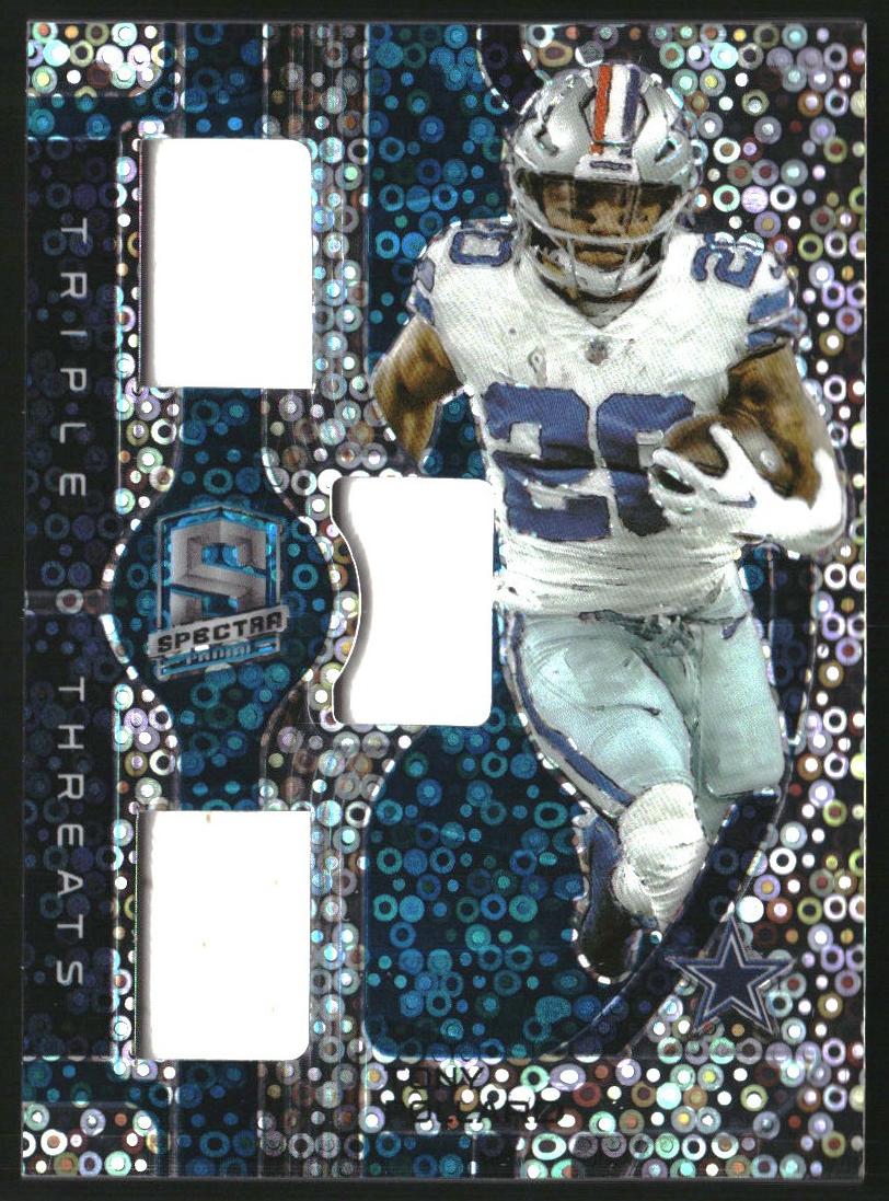 2023 Panini Spectra Football Neon Blue Tony Pollard #TT-TPO