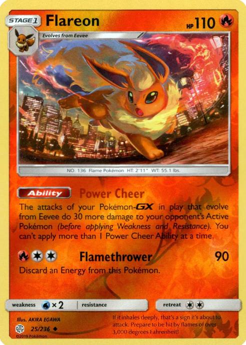 2019 Pokemon Sun & Moon Cosmic Eclipse Reverse Foil Flareon #25 PSA 9