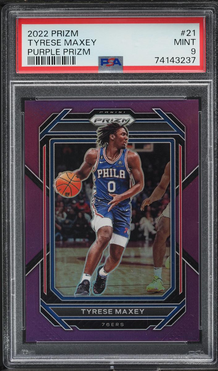 2022 Panini Prizm Basketball Purple Tyrese Maxey #21 PSA 8.5
