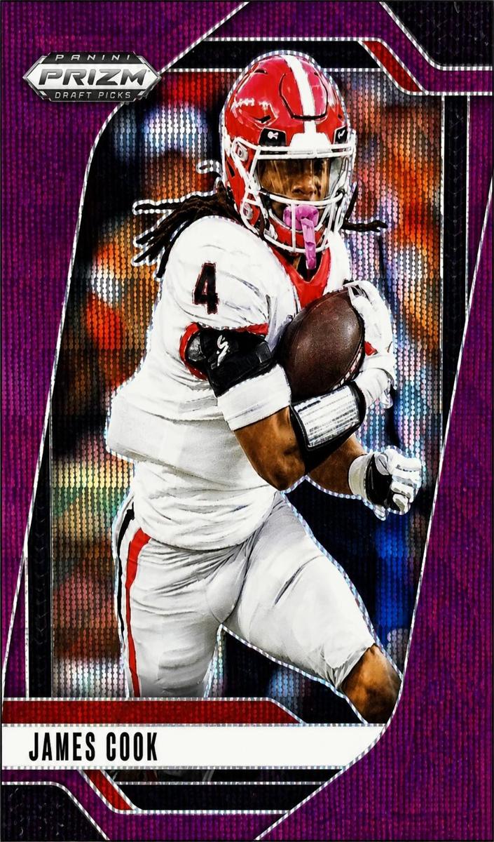 2025 Panini Prizm Draft Picks Football Purple Wave James Cook #175