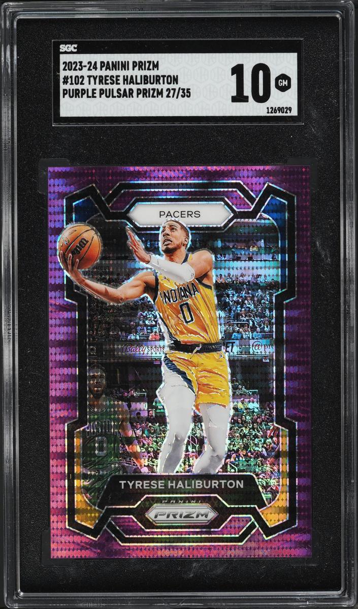 2023 Panini Prizm Basketball Purple Pulsar Tyrese Haliburton #102 PSA 9