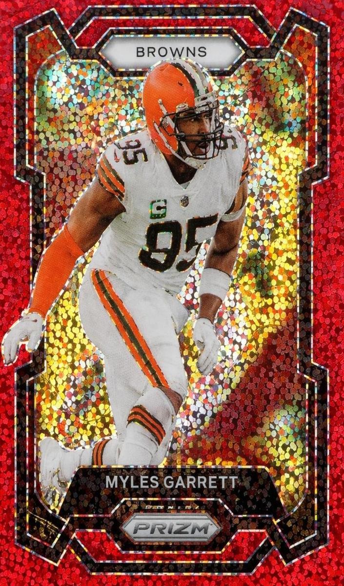 2023 Panini Prizm Football Red Sparkle Myles Garrett #68 PSA 9