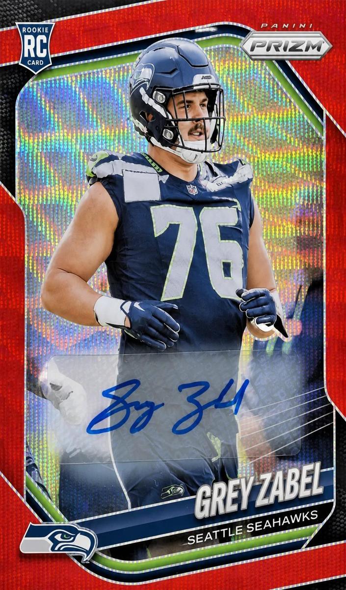 2025 Panini Prizm Football Red Wave Grey Zabel #387 PSA 10