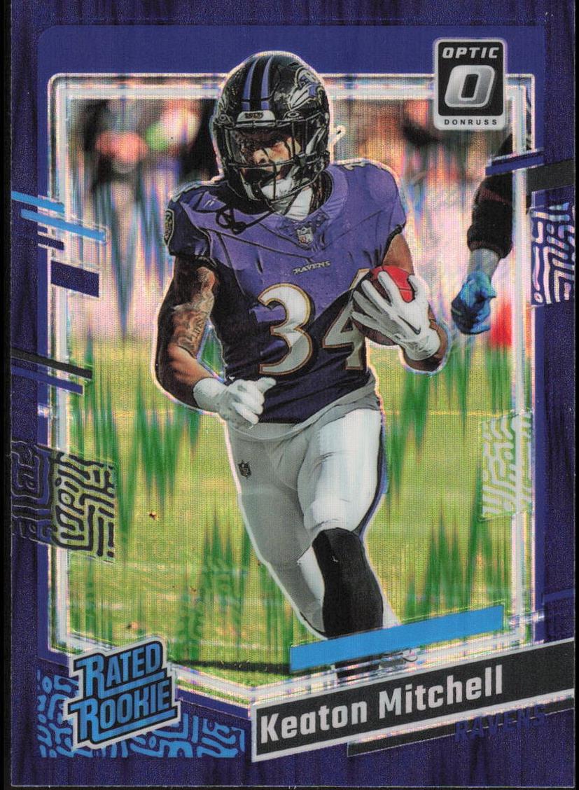2023 Donruss Optic Football Purple Shock Keaton Mitchell #207 PSA 10
