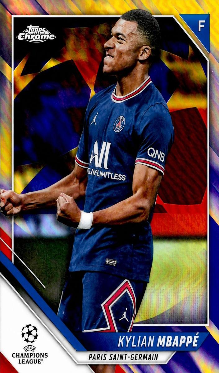 2021 Topps Chrome UEFA Champions League Soccer Purple and Gold Starball Kylian Mbappe #1 PSA 9