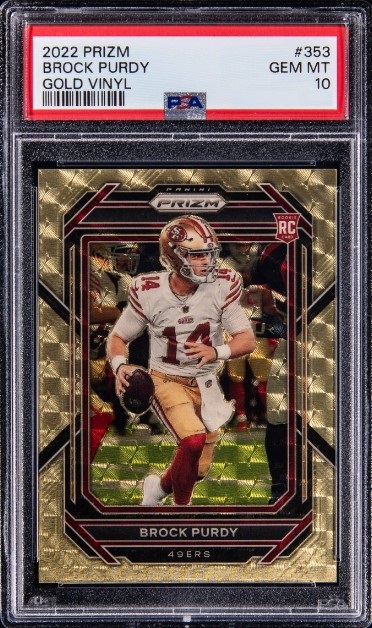 2022 Panini Prizm Football Gold Vinyl Brock Purdy #353 PSA 9